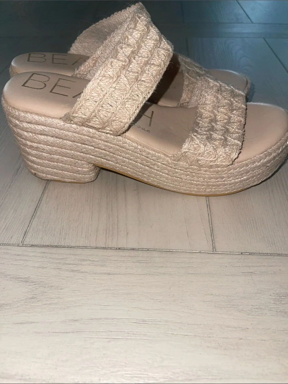 Matisse Cream Braided Platform Slide Sandals